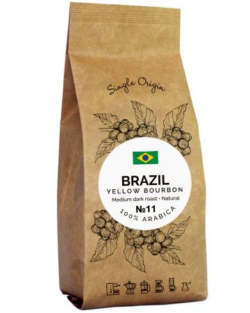 Кава Brazil Yellow Bourbon Арабіка зернова/мелена